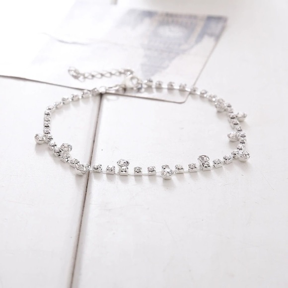 1PC Silver Crystal Anklet Foot Chain Bracelet - Picture 5 of 6